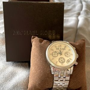 Michael Kors Silver Watch with Crystal Accents